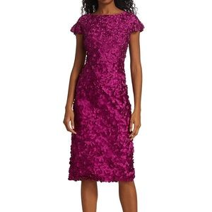 Theia Petal Ruffle Sleeve Dress - size 12